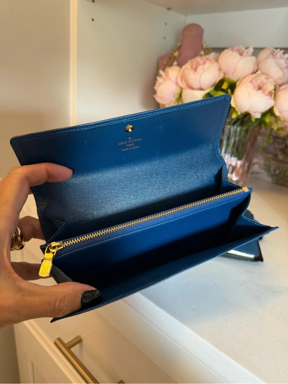 Louis Vuitton Royal Blue Long Epi Leather Wallet with Gold Hardware